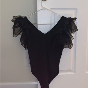 Body suit ruffle sleeves